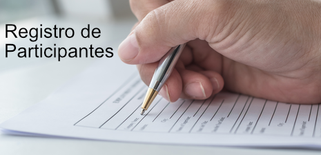 Registro de participantes. Mano llenando con lapicera un formulario